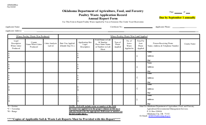 Form AEMS023BLUE Poultry Waste Applicator Annual Report - Oklahoma, Page 2