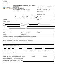 Document preview: Form AEMS164 Commercial Pet Breeders Application - Oklahoma