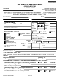 Document preview: Form NHJB-2045-DF Defendant Confidential Information Sheet for Law Enforcement - New Hampshire