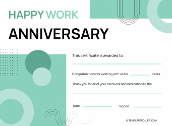 Document preview: Anniversary Certificate Template - Green