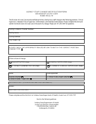 Document preview: Home Health Agency Staff Change Notification Form - Indiana