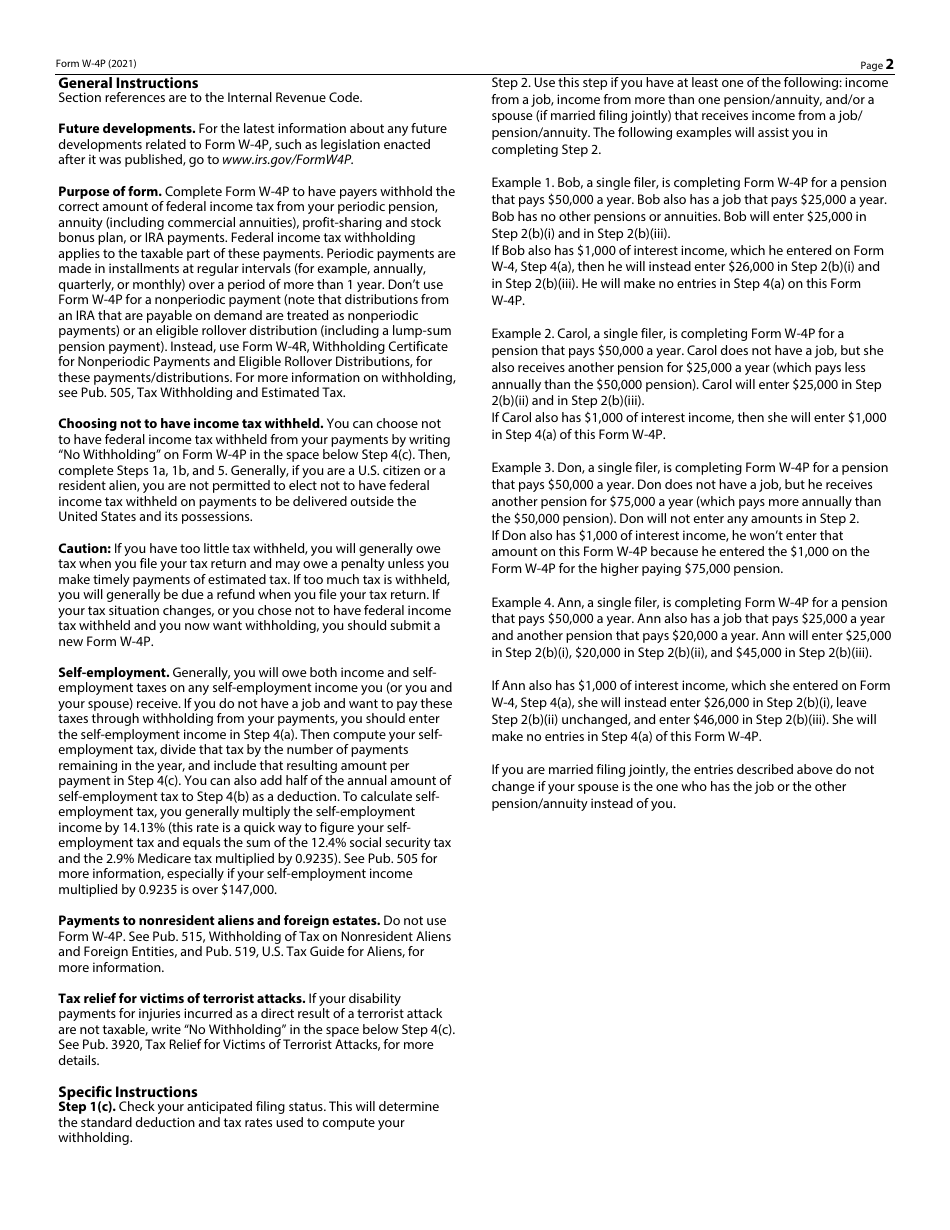 Form 6017 (IRS Form W-4P) Withholding Certificate for Pension or Annuity Payments - Kentucky, Page 2