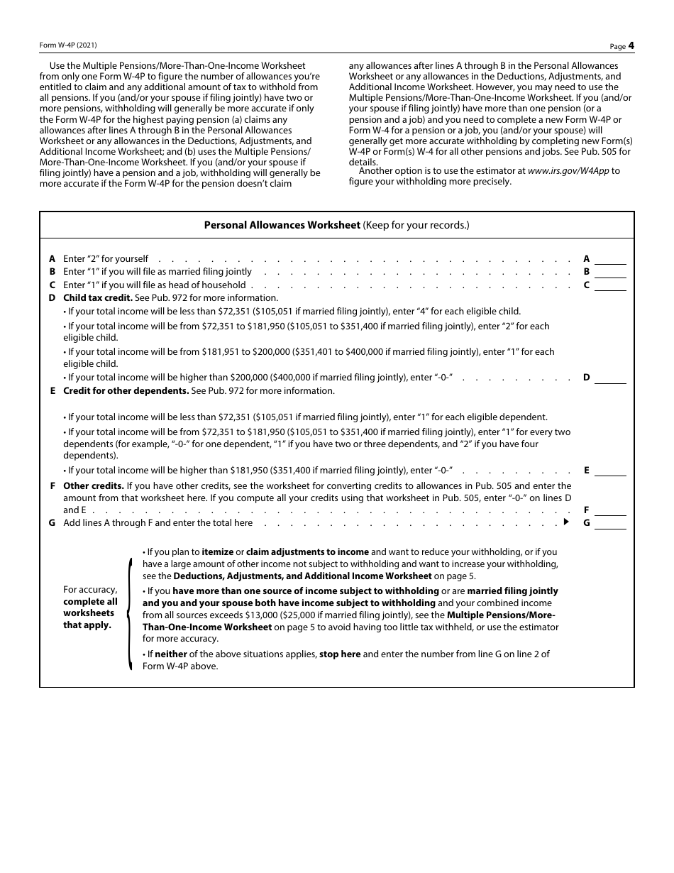 Form 6017 (IRS Form W-4P) Withholding Certificate for Pension or Annuity Payments - Kentucky, Page 4