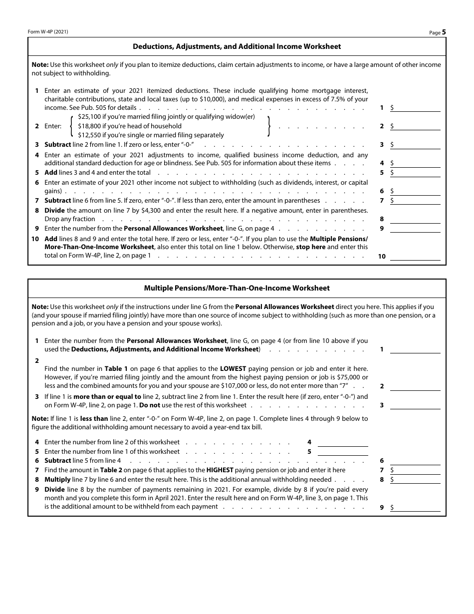Form 6017 (IRS Form W-4P) Withholding Certificate for Pension or Annuity Payments - Kentucky, Page 5