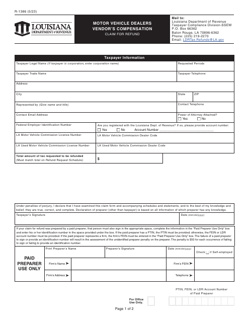 Form R-1386  Printable Pdf