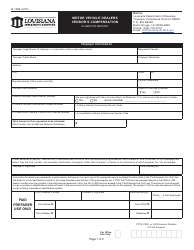 Form R-1386 Motor Vehicle Dealers Vendor&#039;s Compensation Claim for Refund - Louisiana