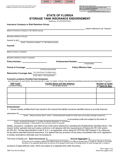 DEP Form 62-761.900(3) Part C  Printable Pdf