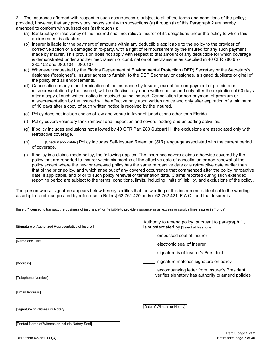 DEP Form 62-761.900(3) Part C - Fill Out, Sign Online and Download ...