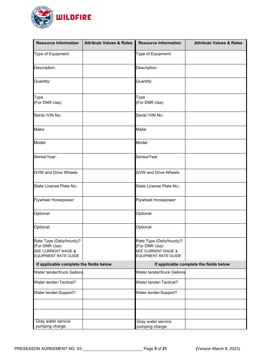 Operations Preseason Application / Agreement - Washington, Page 5