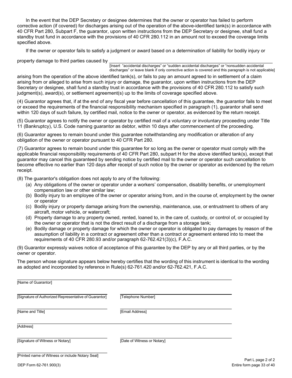 2019 — 2024 DEP Form 62-761.900(3) Part L Download Fillable PDF or Fill ...