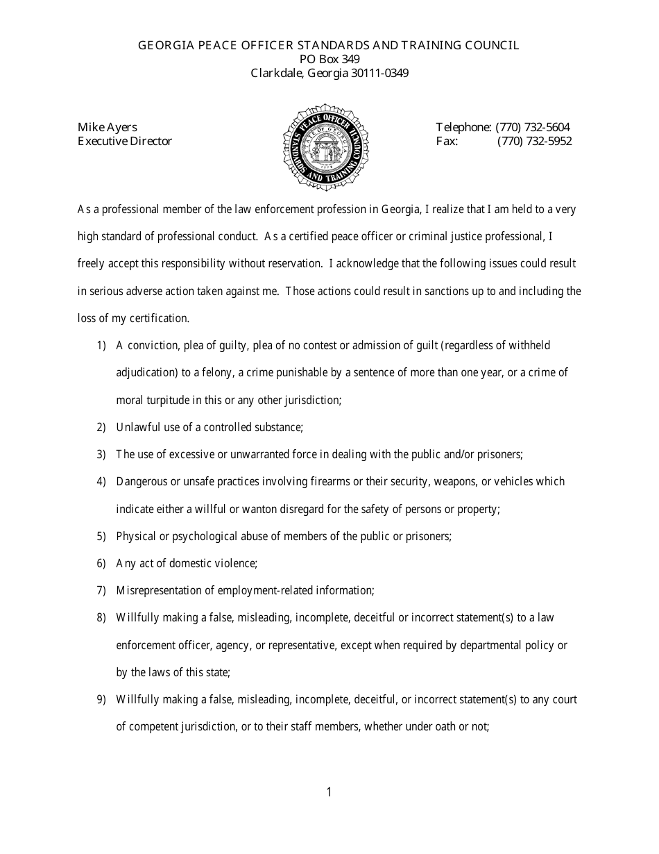 Code of Ethics - Georgia (United States), Page 1