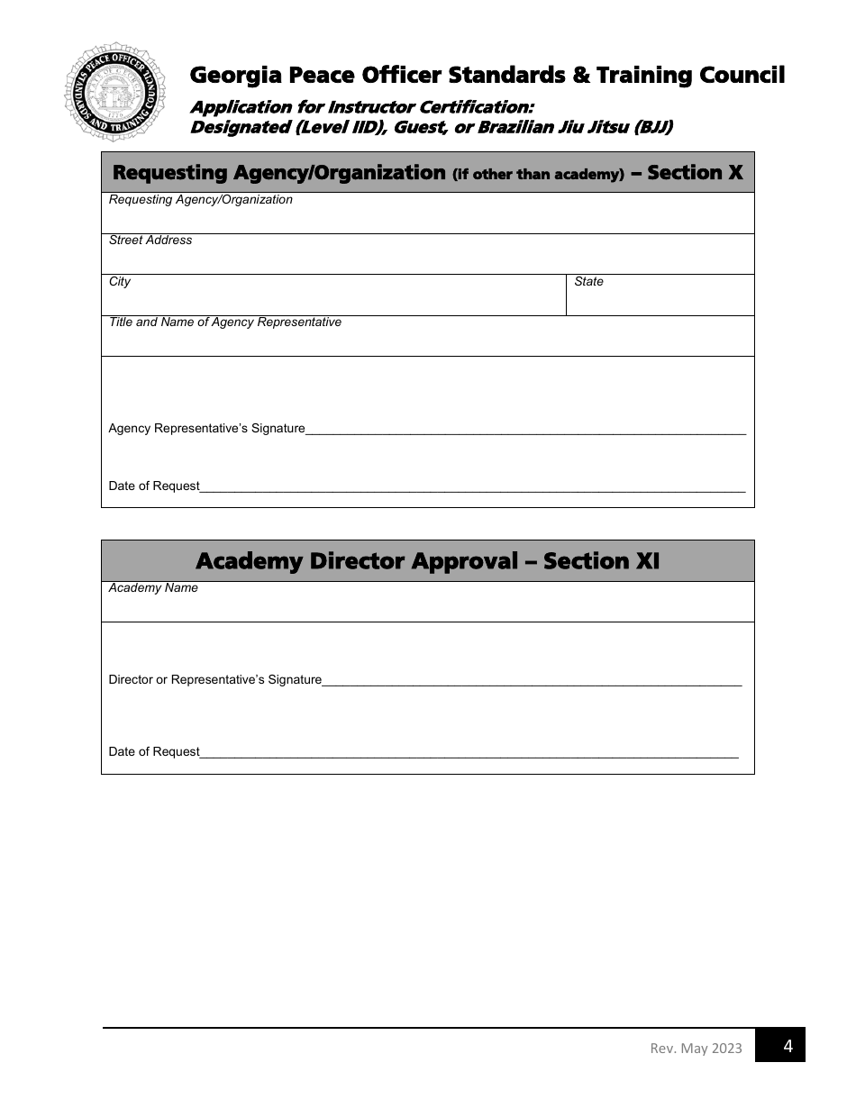Application for Instructor Certification: Designated (Level Iid), Guest, or Brazilian Jiu Jitsu (Bjj) - Georgia (United States), Page 4