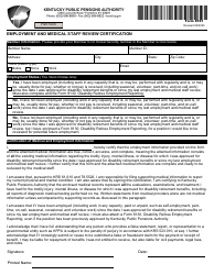 Document preview: Form 8101 Employment and Medical Staff Review Certification - Kentucky