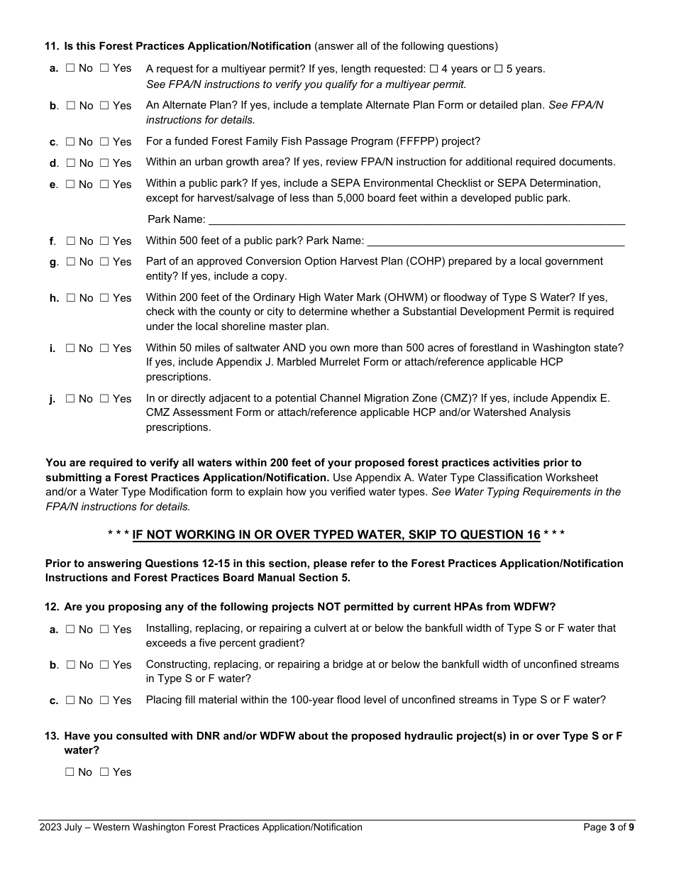 Forest Practices Application / Notification - Western Washington - Washington, Page 3