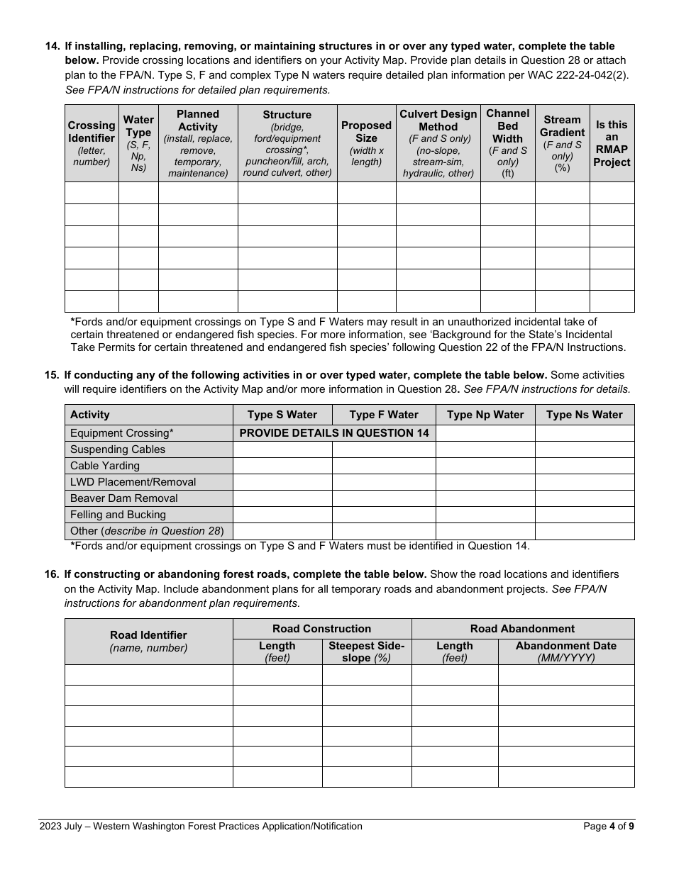Forest Practices Application / Notification - Western Washington - Washington, Page 4
