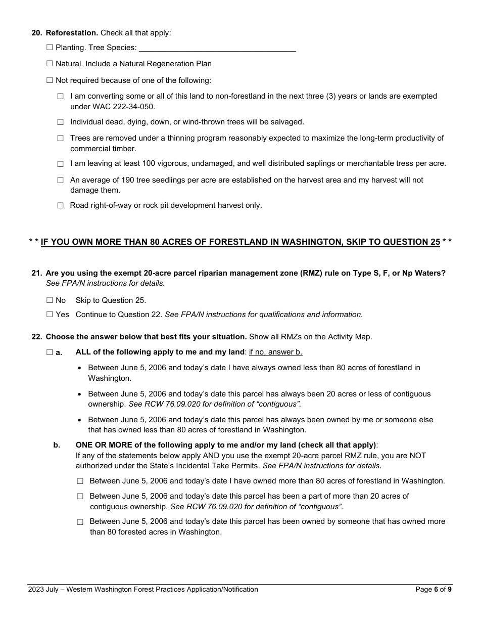 Forest Practices Application / Notification - Western Washington - Washington, Page 6