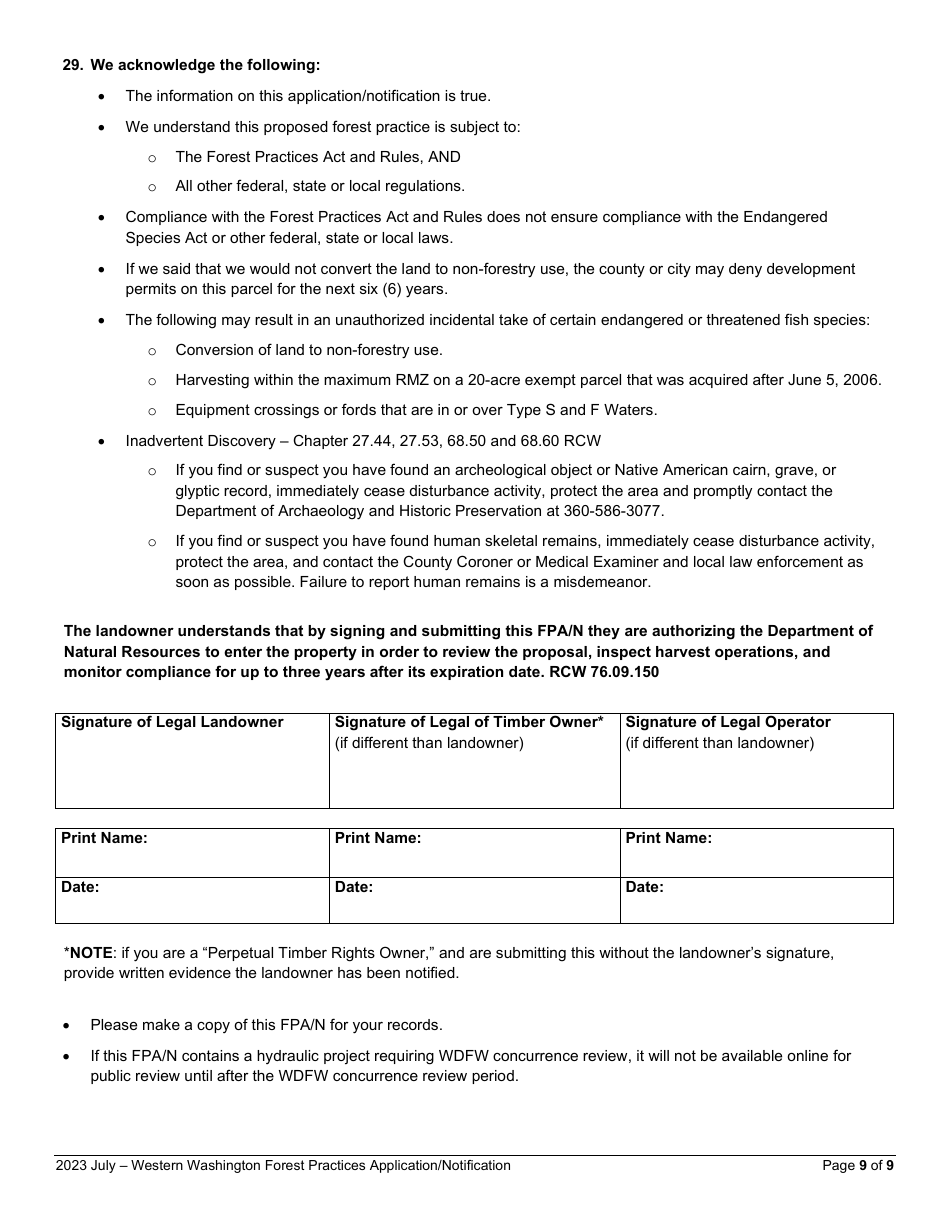 Forest Practices Application / Notification - Western Washington - Washington, Page 9