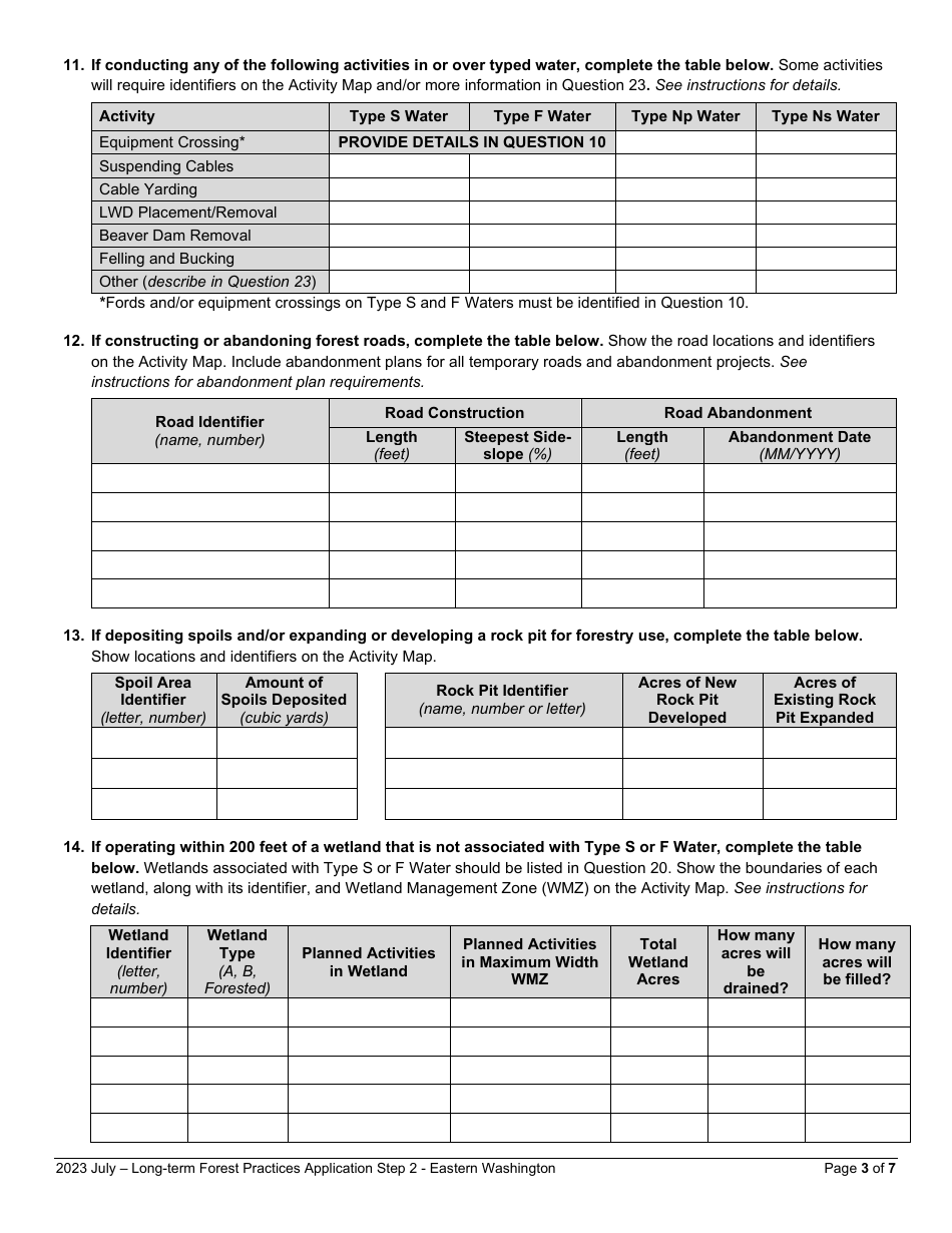 Long-Term Forest Practices Application - Step 2 - Resource Protection Strategies - Eastern Washington - Washington, Page 3