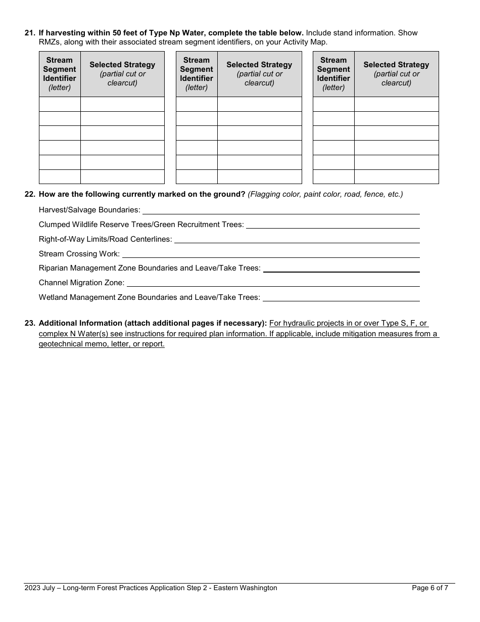Long-Term Forest Practices Application - Step 2 - Resource Protection Strategies - Eastern Washington - Washington, Page 6