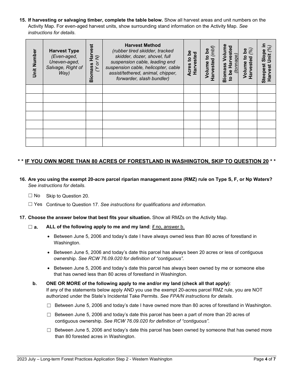 Long-Term Forest Practices Application - Step 2 - Resource Protection Strategies Western Washington - Washington, Page 4