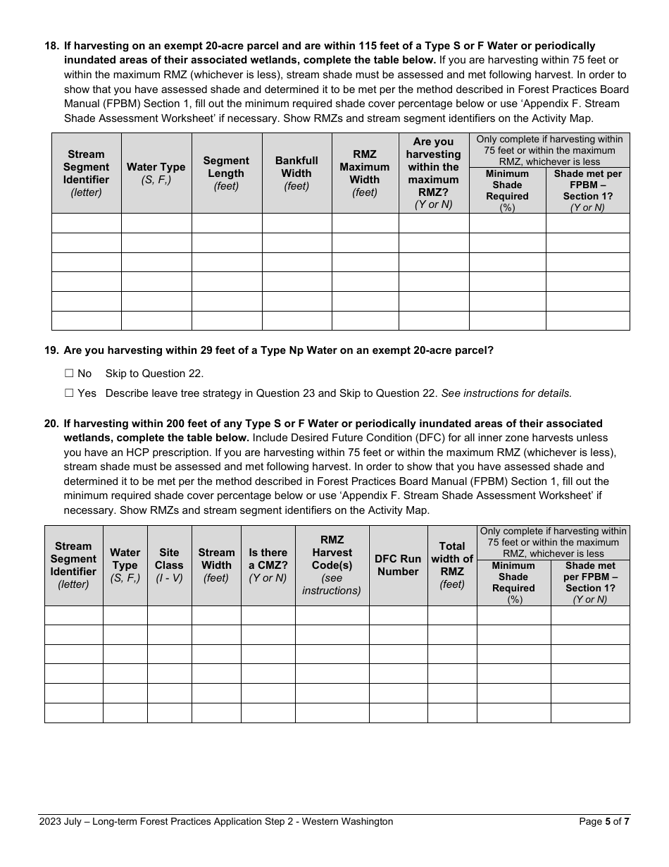 Long-Term Forest Practices Application - Step 2 - Resource Protection Strategies Western Washington - Washington, Page 5