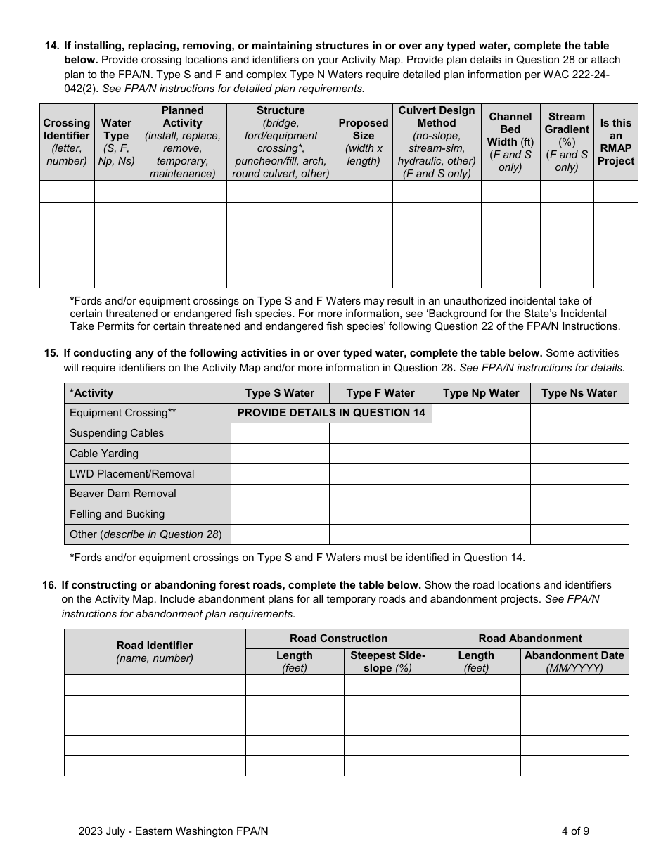 Forest Practices Application / Notification - Eastern Washington - Washington, Page 4