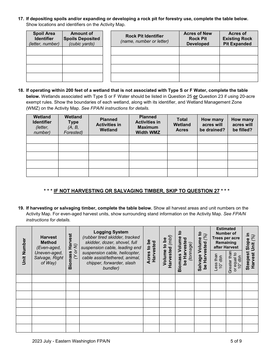 Forest Practices Application / Notification - Eastern Washington - Washington, Page 5