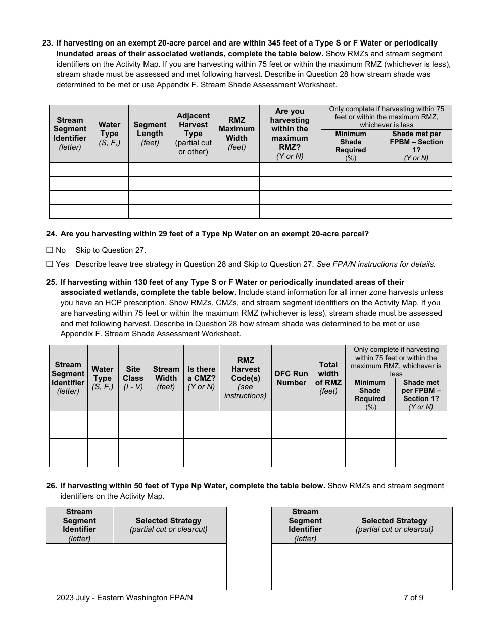 Forest Practices Application / Notification - Eastern Washington - Washington, Page 7