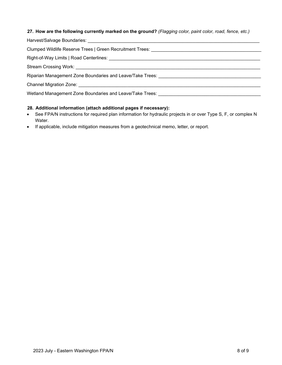 Forest Practices Application / Notification - Eastern Washington - Washington, Page 8
