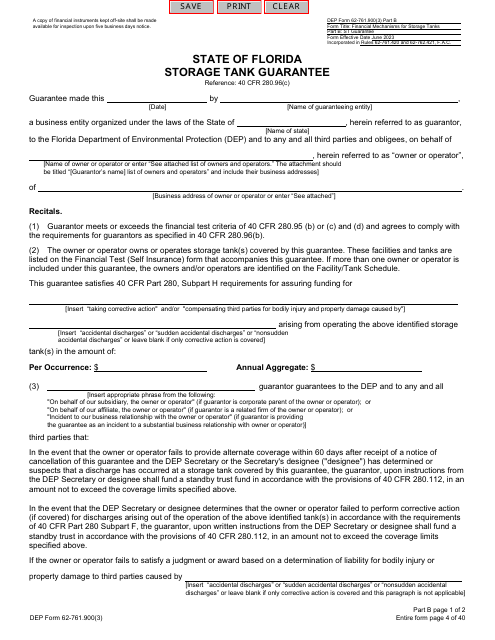 DEP Form 62-761.900(3) Part B  Printable Pdf