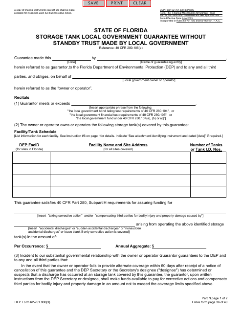 DEP Form 62-761.900(3) Part N  Printable Pdf