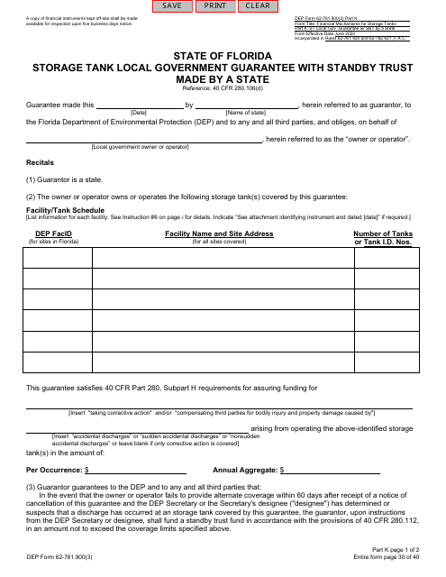 DEP Form 62-761.900(3) Part K  Printable Pdf
