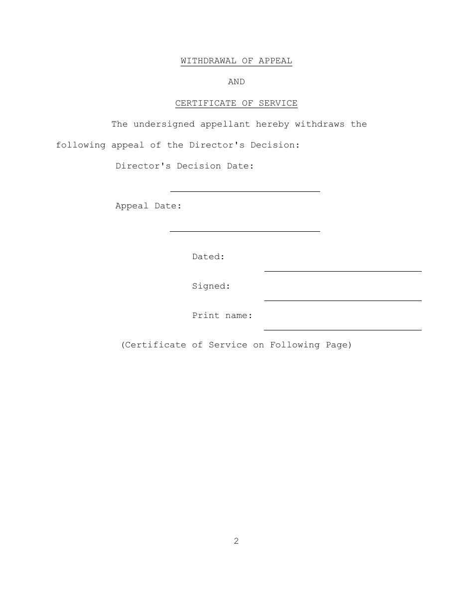 Withdrawal of Appeal and Certificate of Service - Hawaii, Page 2