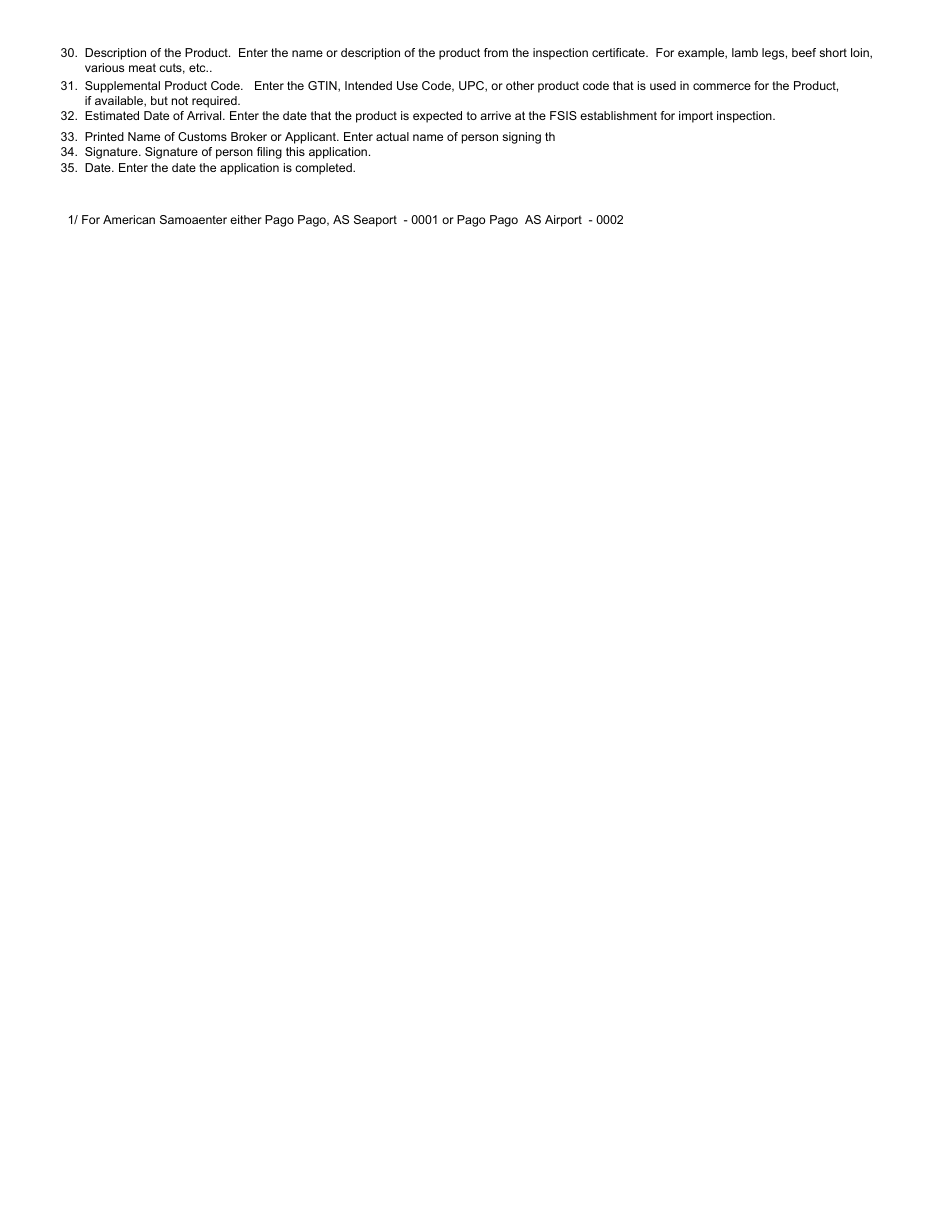 FSIS Form 9540-1 Import Inspection Application (Meat, Poultry  Egg Products), Page 4