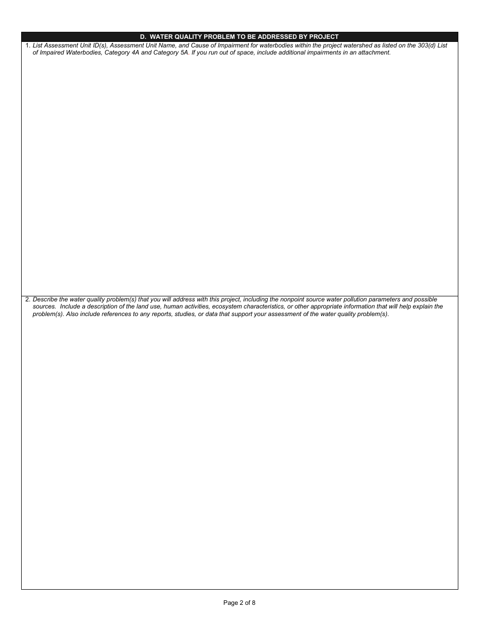 State Form 53970 Application for Section 205j Water Quality Planning Program Grant - Indiana, Page 2