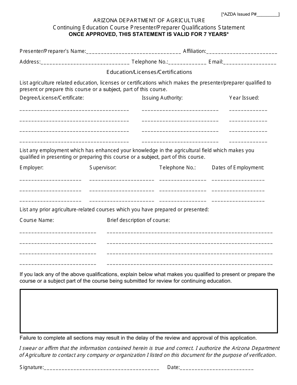 Application for Continuing Education Course Approval - Arizona, Page 3