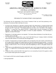 Document preview: New - Commercial Feed License Application - Arizona