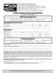 Document preview: Change in Business Licensee Entity Application - Arizona