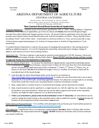 Form LB003 New Livestock Brand Application or Amendment of Recorded Brand - Arizona