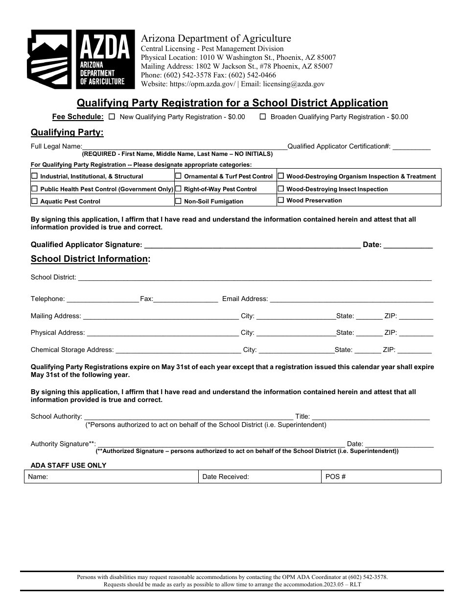 Qualifying Party Registration for a School District Requirements - Arizona, Page 2