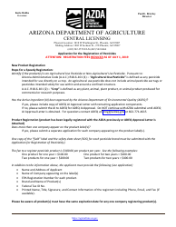 Document preview: Application for the Registration of Pesticides - Arizona