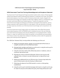 Usda Government Travel Card Training Acknowledgement and Acceptance Statement