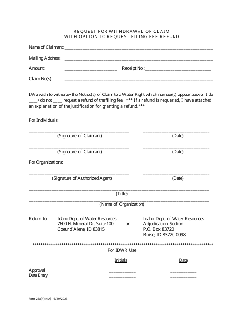 Form 25A(4)(NIA)  Printable Pdf
