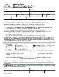 Document preview: Form ST-104NR (EFO00303) Sales Tax Exemption Certificate Nonresident Vehicle/Vessel - Idaho