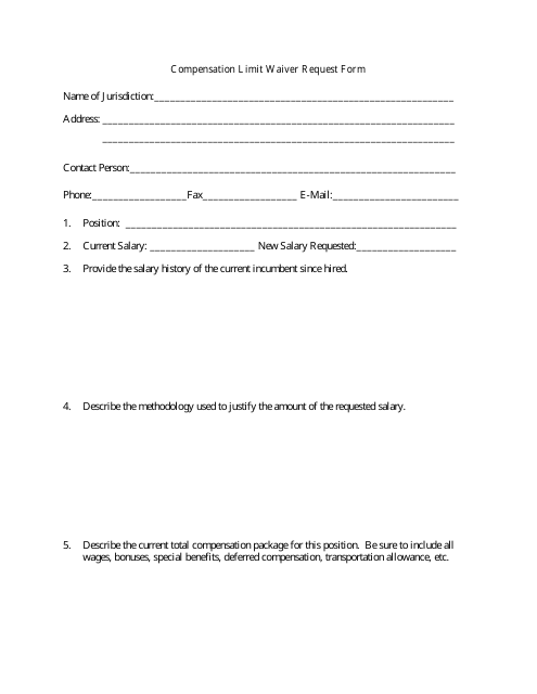 Compensation Limit Waiver Request Form - Minnesota Download Pdf