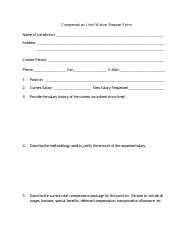 Compensation Limit Waiver Request Form - Minnesota