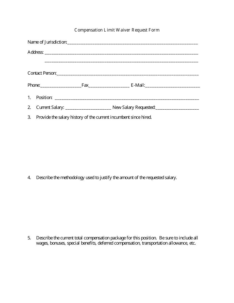 Compensation Limit Waiver Request Form - Minnesota, Page 1
