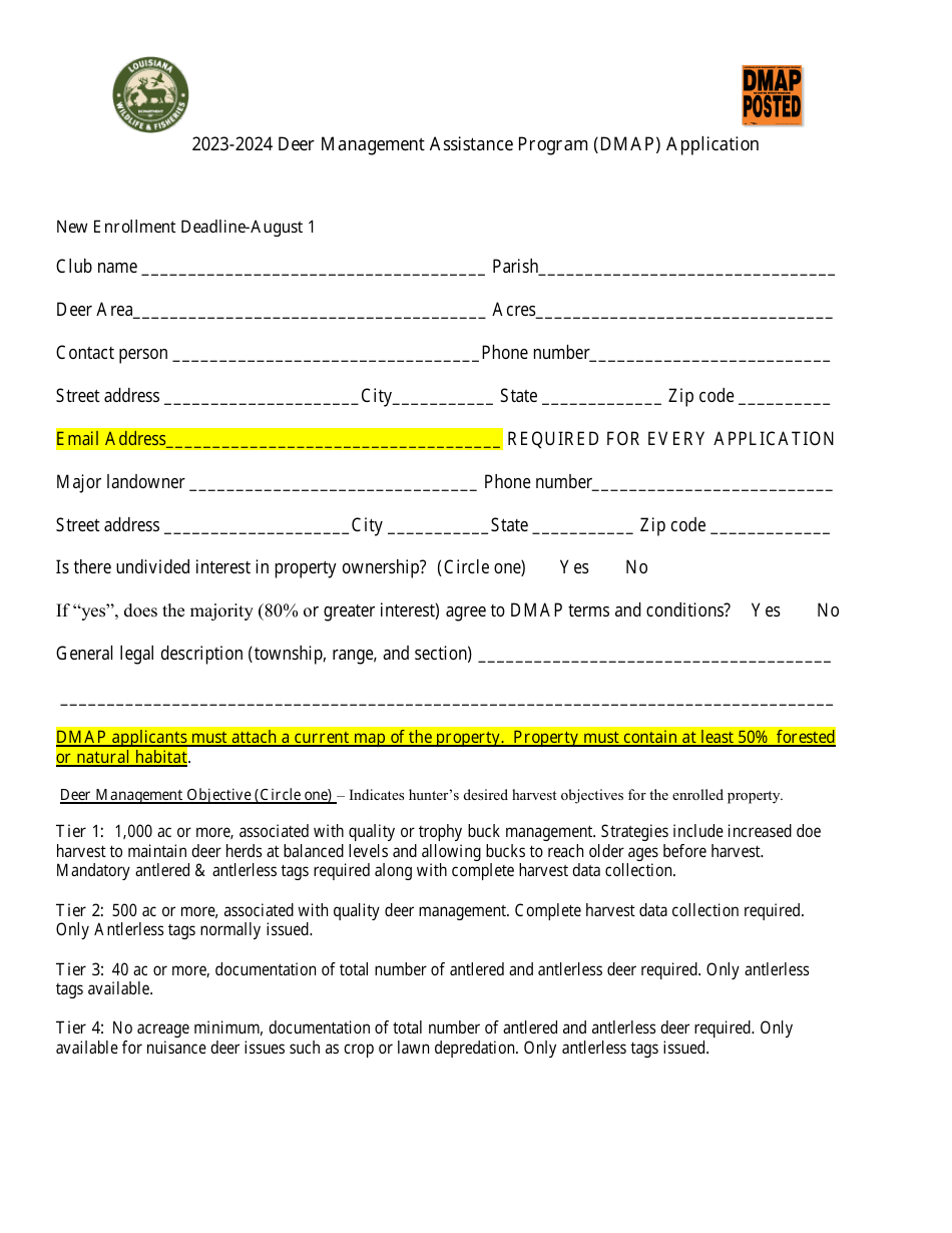 2024 Louisiana Deer Management Assistance Program Dmap Application   Deer Management Assistance Program Dmap Application Louisiana Print Big 