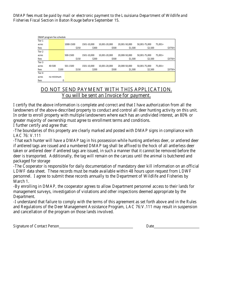 Deer Management Assistance Program (Dmap) Application - Louisiana, Page 2