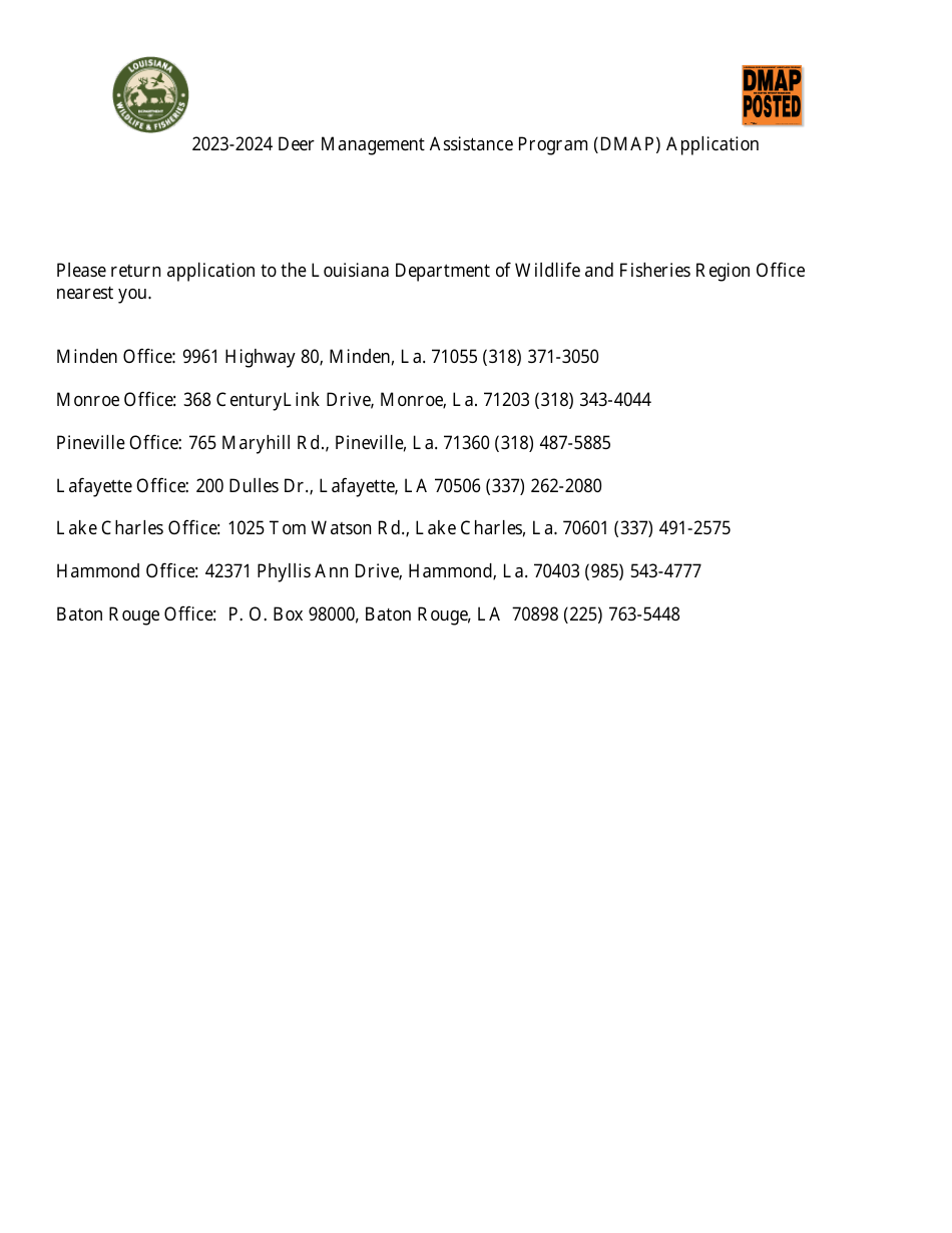 Deer Management Assistance Program (Dmap) Application - Louisiana, Page 3